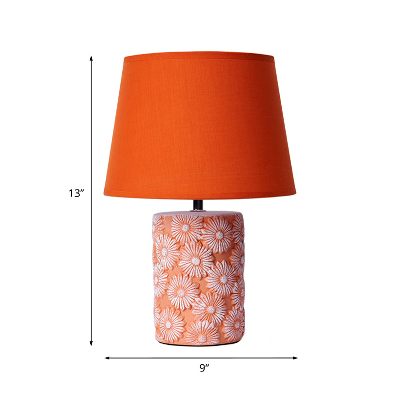 Lueur Lieke - Lampe De Table Orange Conique Avec Base En Tournesol Découpée