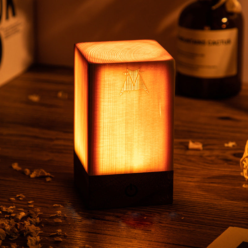 Bois Lumineux - Lampe de Table avec Batterie Intégrée et Éclairage LED