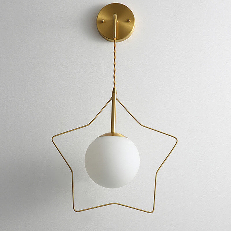 Lueur Brillante - Applique Murale Moderne en Forme de Pentagramme avec Globe en Verre