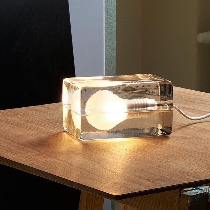 Cube Lumineux - Lampe de Table Minimaliste avec Cube en Verre Transparent