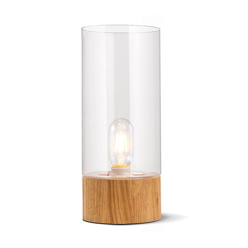 Lumeo - Lampe De Chevet Cylindrique Stylée Avec Base En Bois