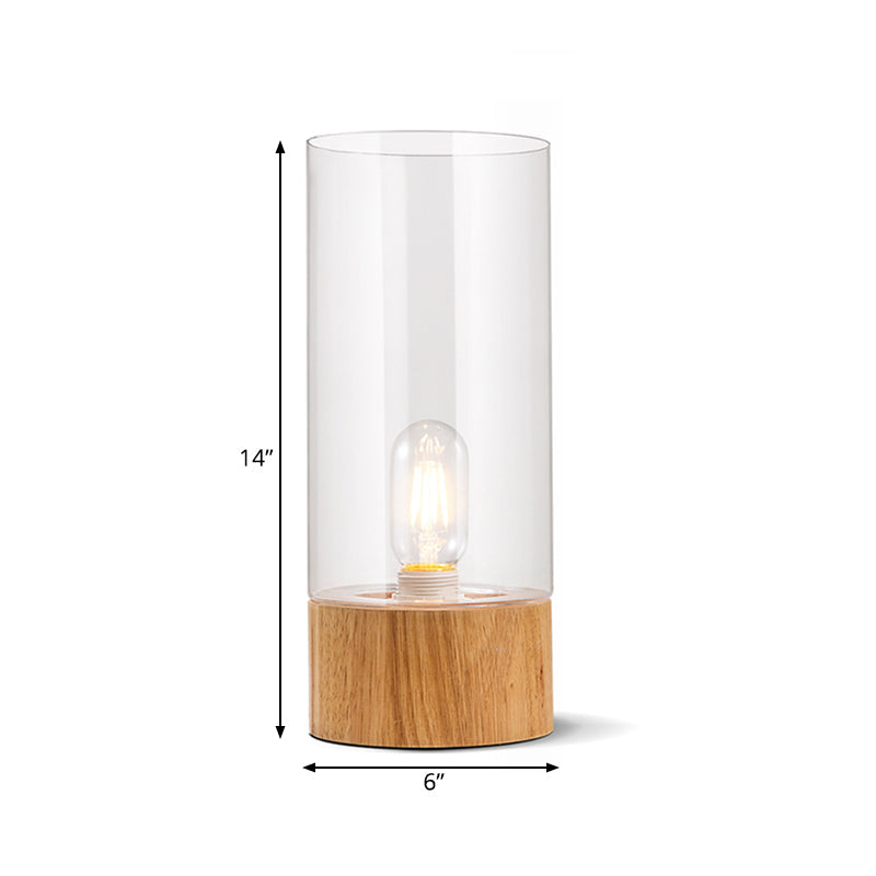 Lumeo - Lampe De Chevet Cylindrique Stylée Avec Base En Bois