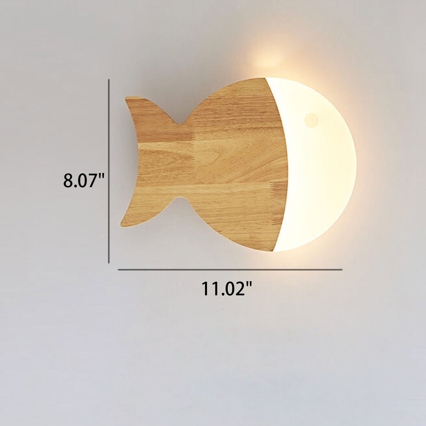 Lampe Murale LED en Forme de Poisson en Chêne Minimaliste Nordique et Acrylique