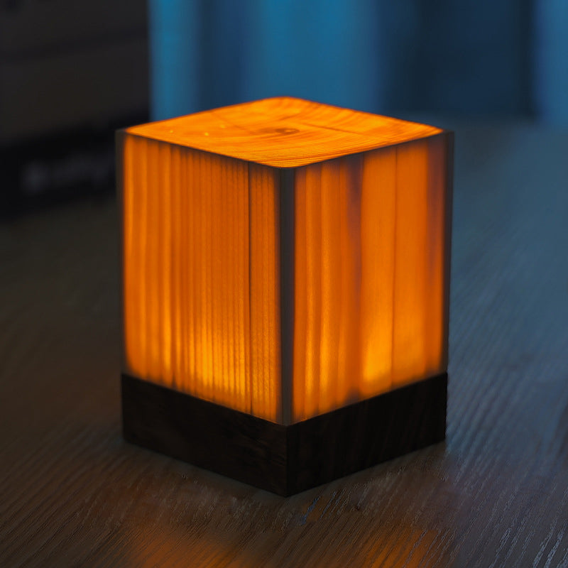 Bois Lumineux - Lampe de Table avec Batterie Intégrée et Éclairage LED