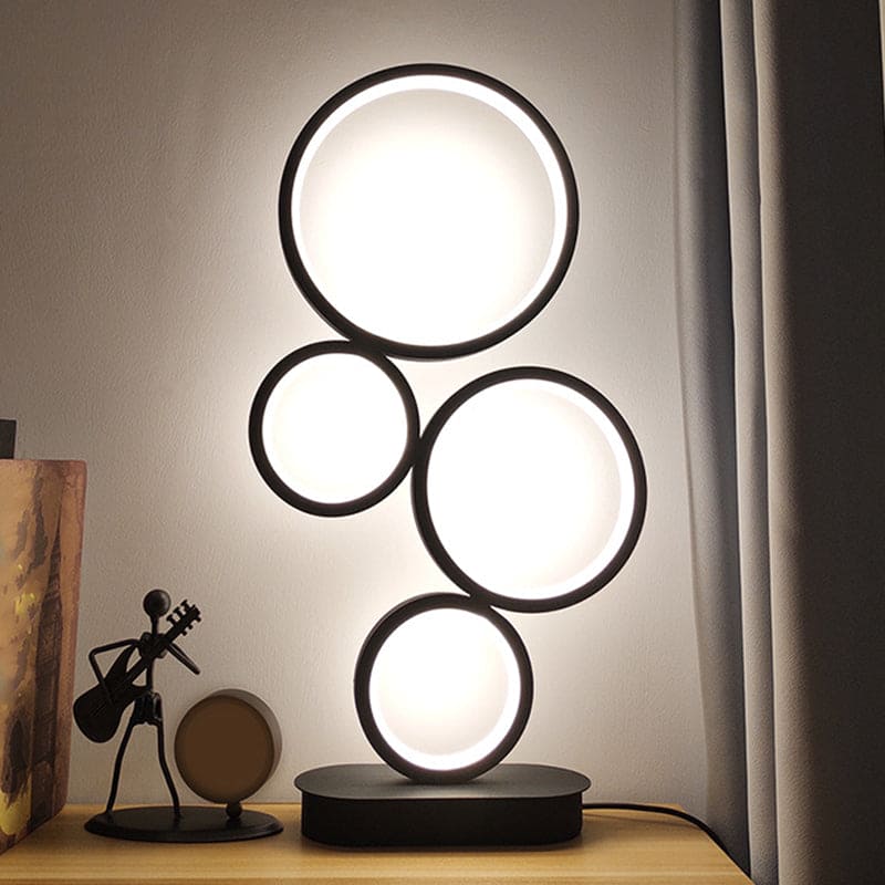 Nina Lumière - Lampe de Table Empilée Simple avec Socle Circulaire