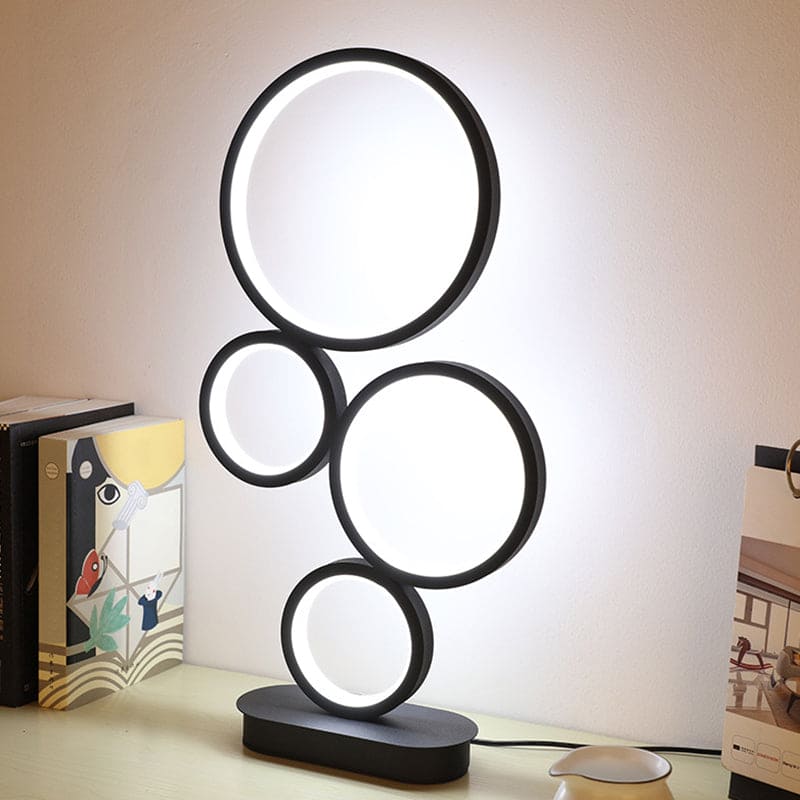 Nina Lumière - Lampe de Table Empilée Simple avec Socle Circulaire