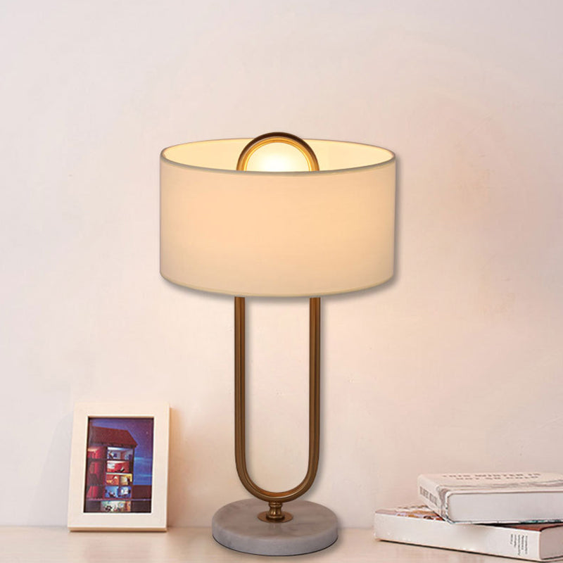 Lueur Anna - Lampe De Chevet Blanche En Forme De Tambour Avec Support Ovale