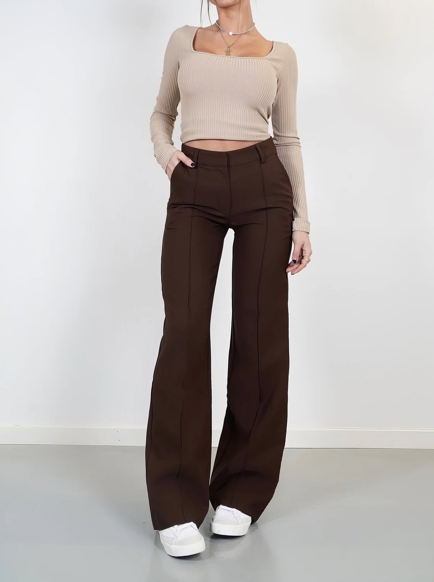 Pauline | Pantalon large taille haute