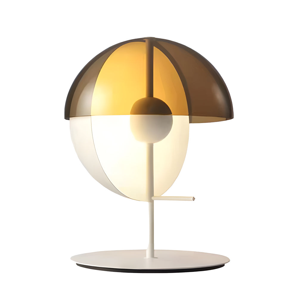 Théia - Lampe de Table avec Demi-Sphère Verticale et Abat-Jour Fumé