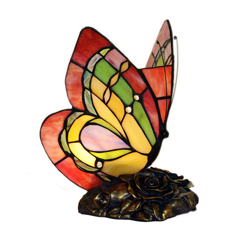 Lueur de Jardin - Lampe de Table en Résine Florale Victorienne avec Papillon