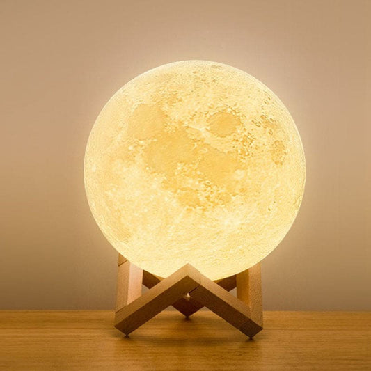 Luxe Lunaire - Lampe de Table en Forme de Boule de Lune en Plastique