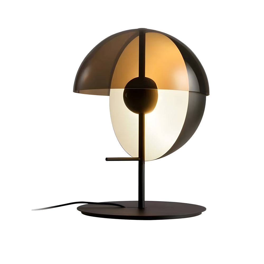 Théia - Lampe de Table avec Demi-Sphère Verticale et Abat-Jour Fumé