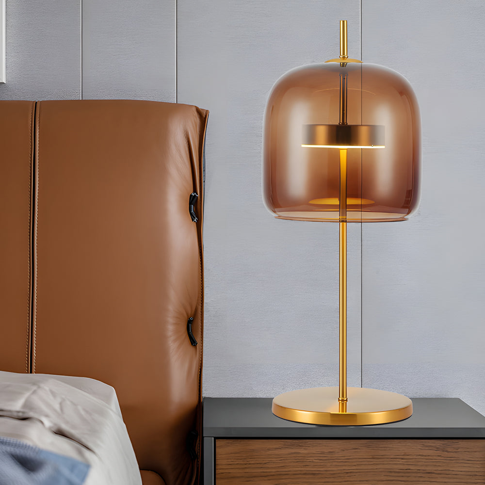 Lumière Luxe - Lampe De Table En Verre Fumé Pour Une Chambre Chaleureuse