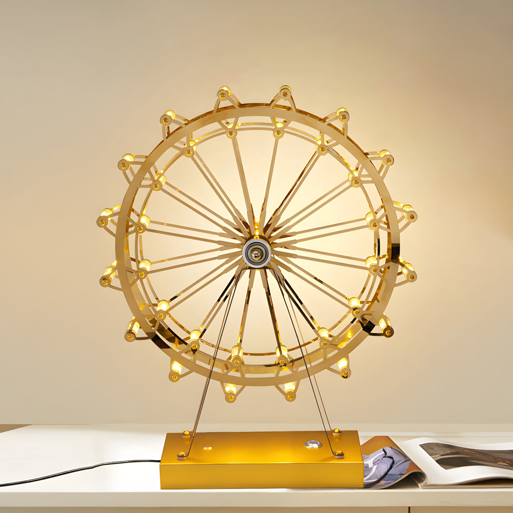 Lumière Ferris - Lampe De Table En Fer Doré En Forme De Grande Roue