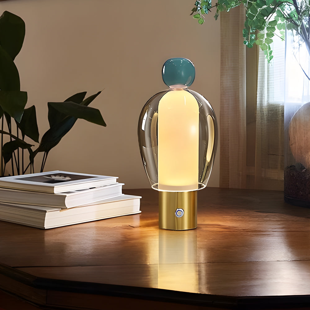 Facile - Lampe de Table en Verre Transparent Rechargeable