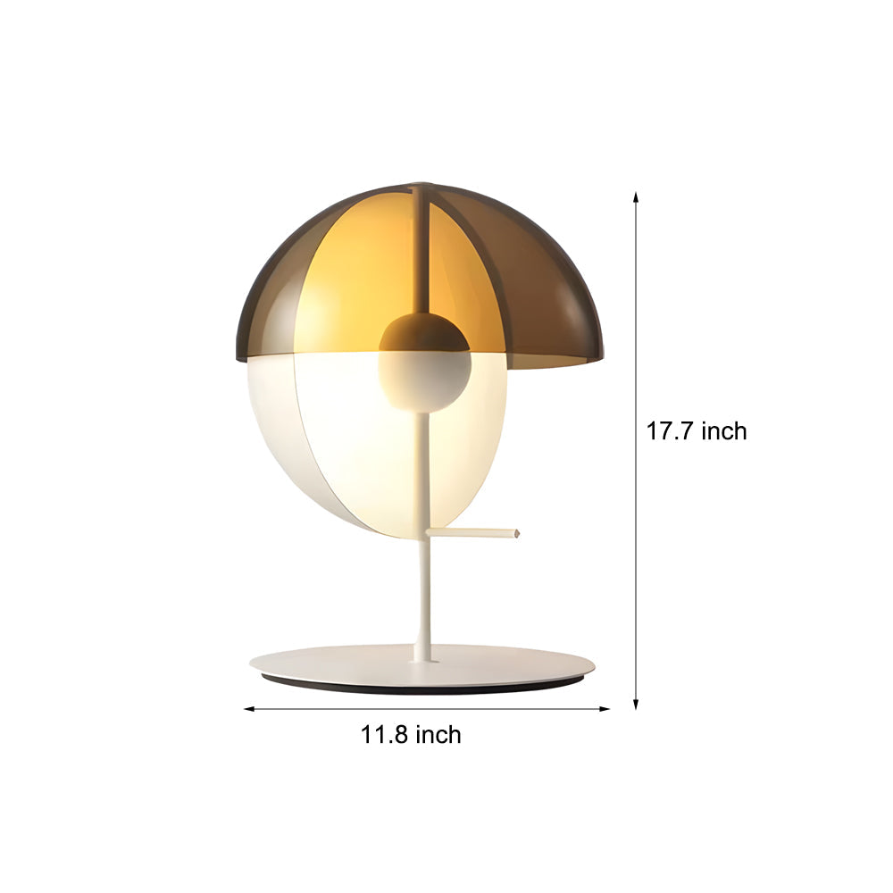 Théia - Lampe de Table avec Demi-Sphère Verticale et Abat-Jour Fumé