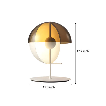 Théia - Lampe de Table avec Demi-Sphère Verticale et Abat-Jour Fumé