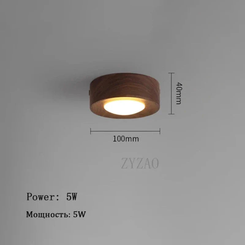 Lueur de Bois - Lampe Plafond en Noyer avec Projecteur LED