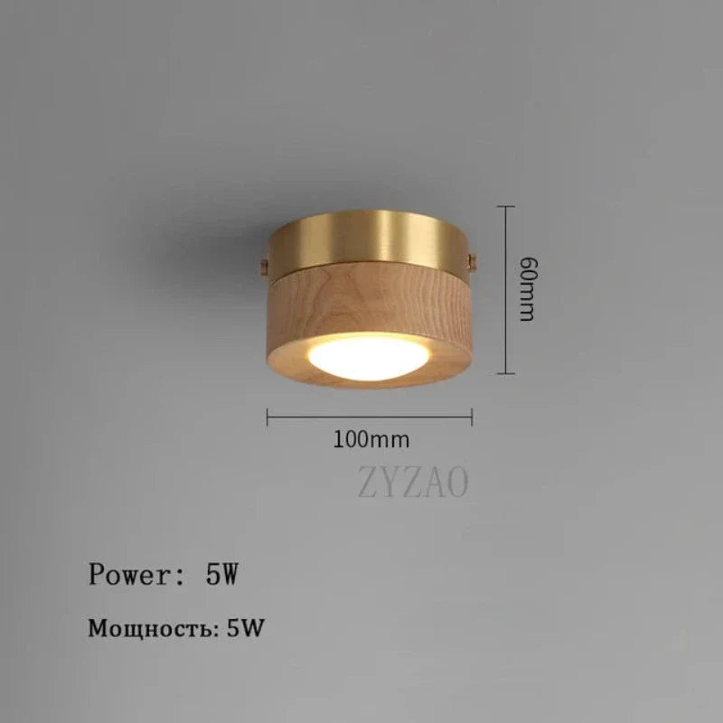 Lueur de Bois - Lampe Plafond en Noyer avec Projecteur LED