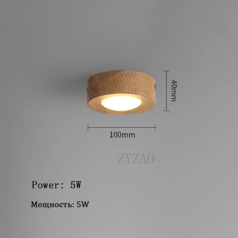 Lueur de Bois - Lampe Plafond en Noyer avec Projecteur LED