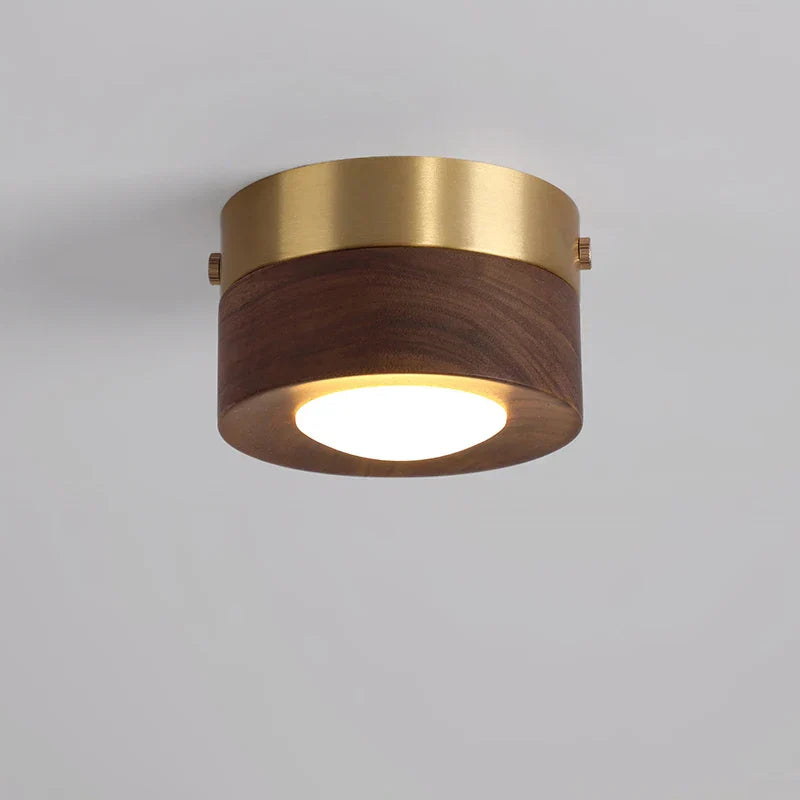 Lueur de Bois - Lampe Plafond en Noyer avec Projecteur LED