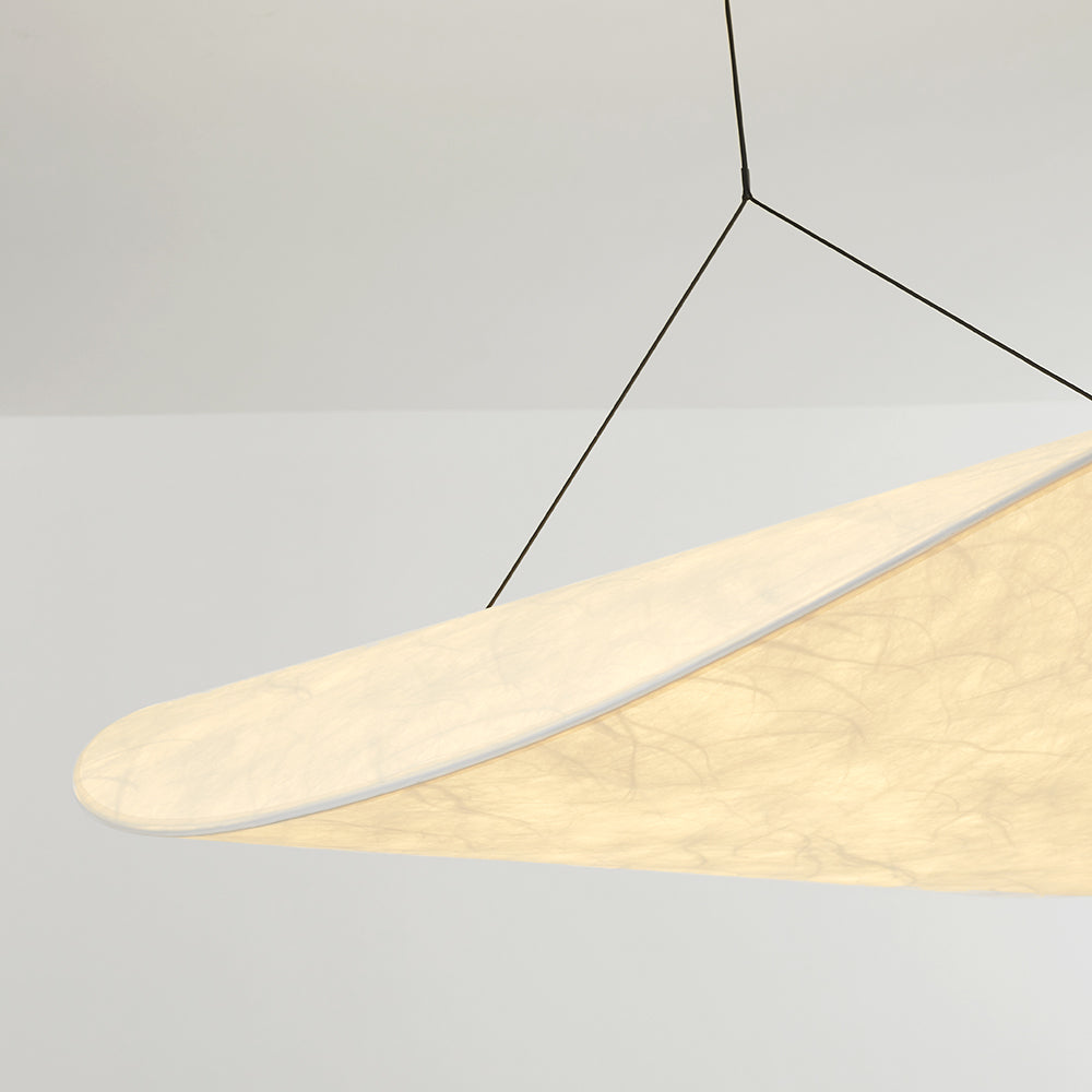 Renée - Lampe Suspendue LED Moderne en Métal et Soie Artificielle Blanche