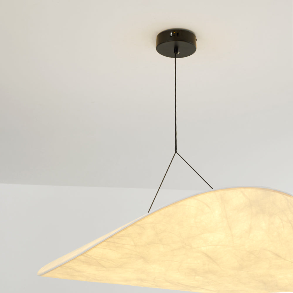 Renée - Lampe Suspendue LED Moderne en Métal et Soie Artificielle Blanche