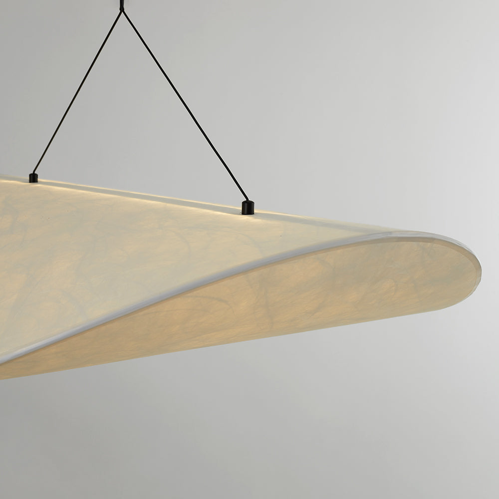 Renée - Lampe Suspendue LED Moderne en Métal et Soie Artificielle Blanche