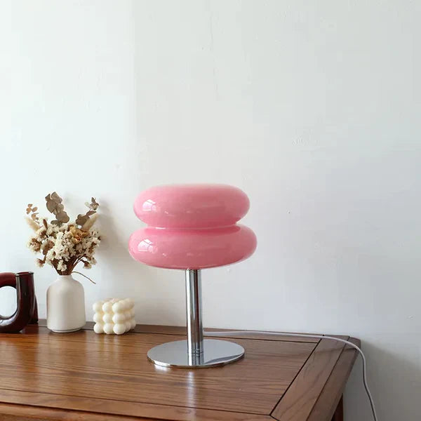 Douce Lueur - Lampe de Table en Verre en Forme de Macaron