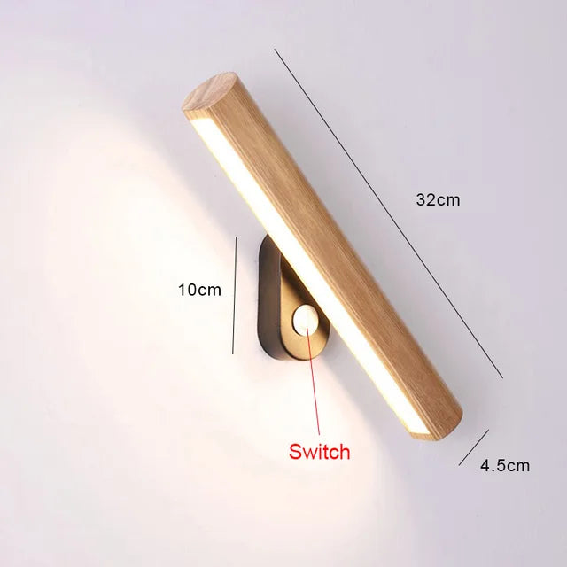 Lueur de bois - Applique Murale LED en Bois pour Chambre à Coucher