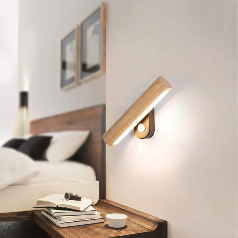 Lueur de bois - Applique Murale LED en Bois pour Chambre à Coucher