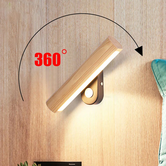 Lueur de bois - Applique Murale LED en Bois pour Chambre à Coucher