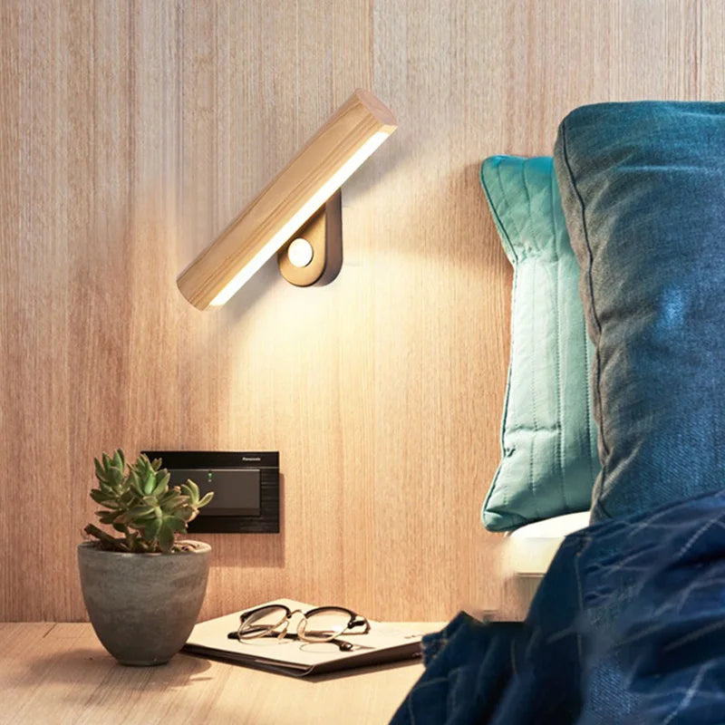 Lueur de bois - Applique Murale LED en Bois pour Chambre à Coucher