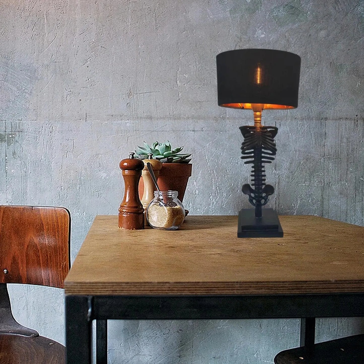 Lampe De Table Squelette Gothique Artisanale