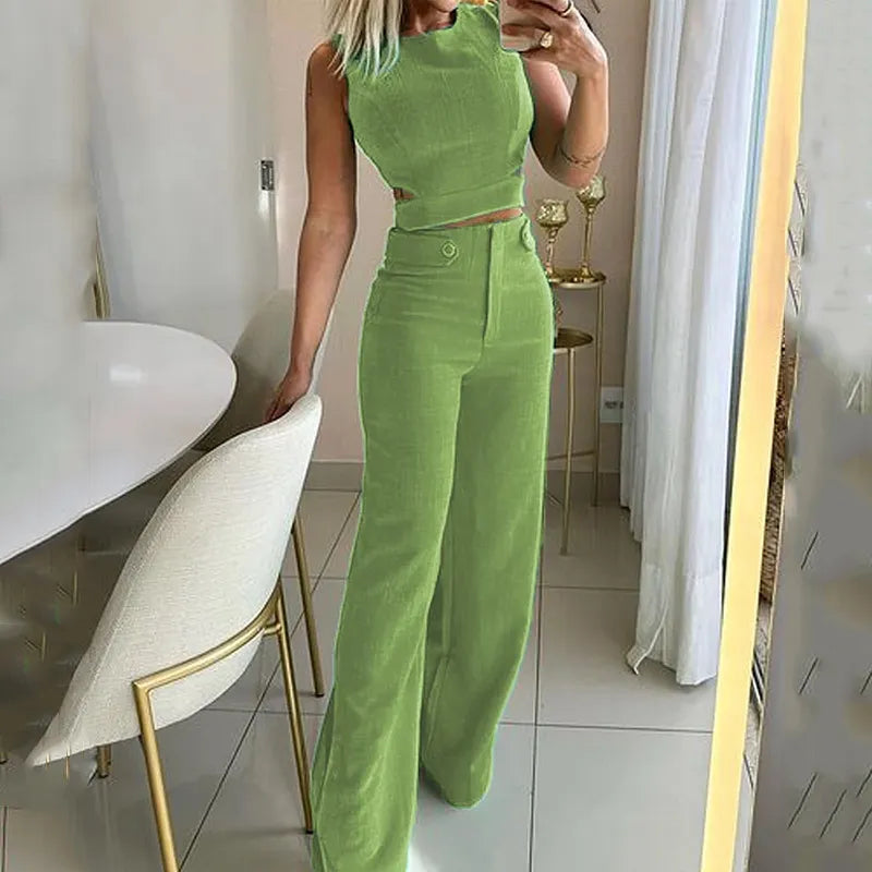 Ciara | L'ensemble chic avec haut court et pantalon taille haute