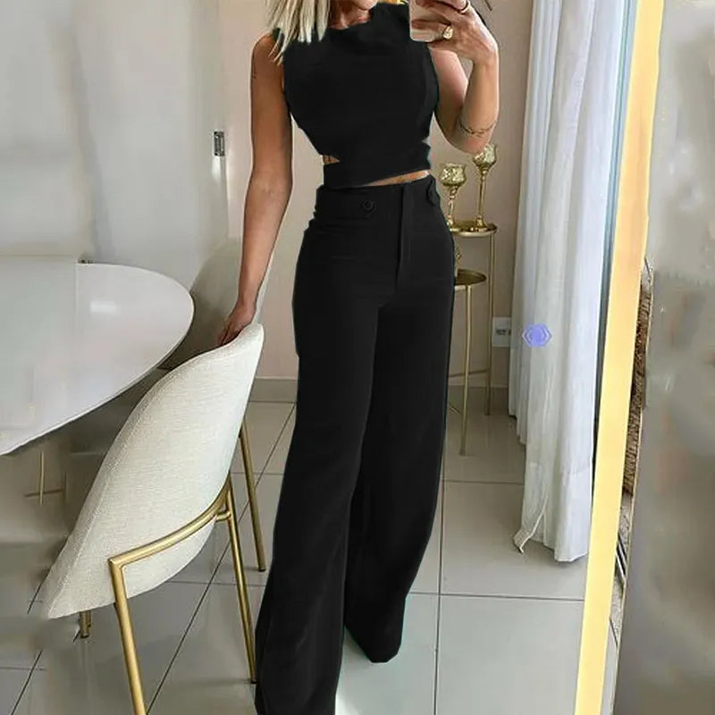 Ciara | L'ensemble chic avec haut court et pantalon taille haute