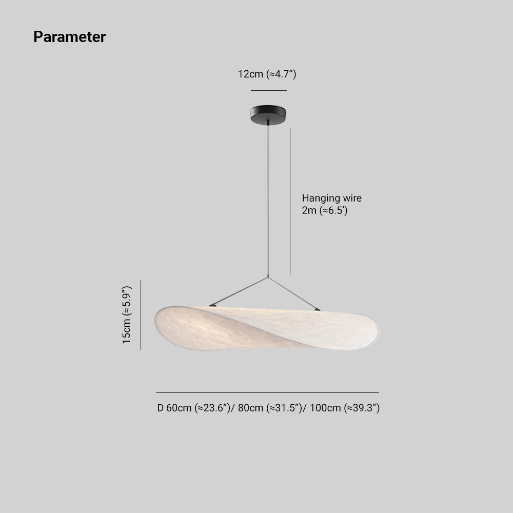 Renée - Lampe Suspendue LED Moderne en Métal et Soie Artificielle Blanche