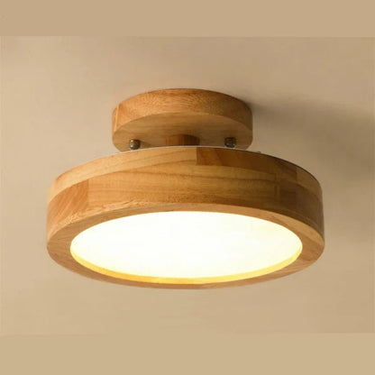 Lueur Nordique - Plafonnier Rond en Bois Massif Scandinave - Jubilisto