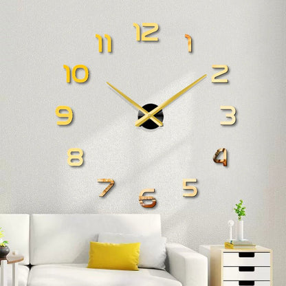 Maître Du Temps - Horloge Murale 3D Grande avec Autocollant Miroir - Jubilisto