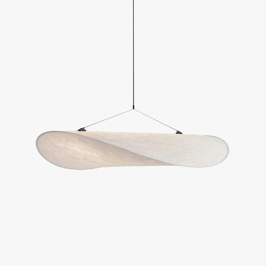 Renée - Lampe Suspendue LED Moderne en Métal et Soie Artificielle Blanche - Jubilisto