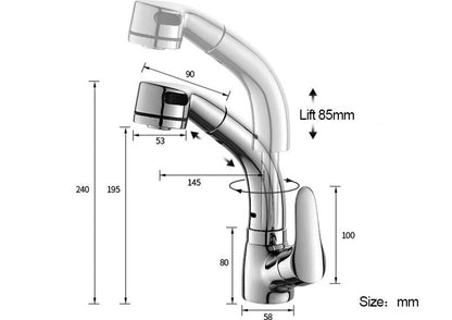 Robinet Mélangeur Extractible en Laiton pour Salle de Bain - Jubilisto